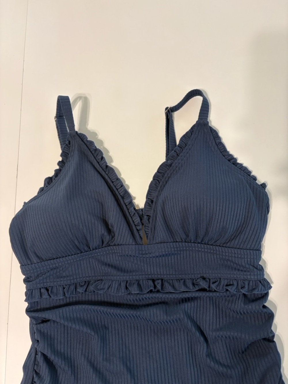 Navy Ruffled One-Piece Swimsuit - Picture 3 of 3